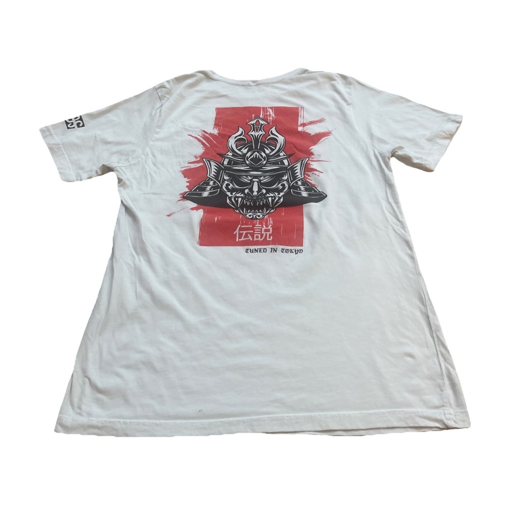 White Tokyo Samurai Shirt Sz Medium Japanese Edgy Unisex T‎ Shirt Red